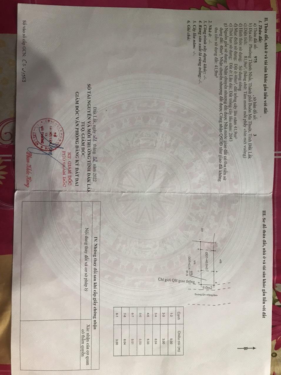 Đất Đẹp - Giá Tốt - Chính Chủ Cần Bán Lô Đất Vị Trí Đẹp Tại Phường Thành Nhất Tp Buôn Ma Thuột