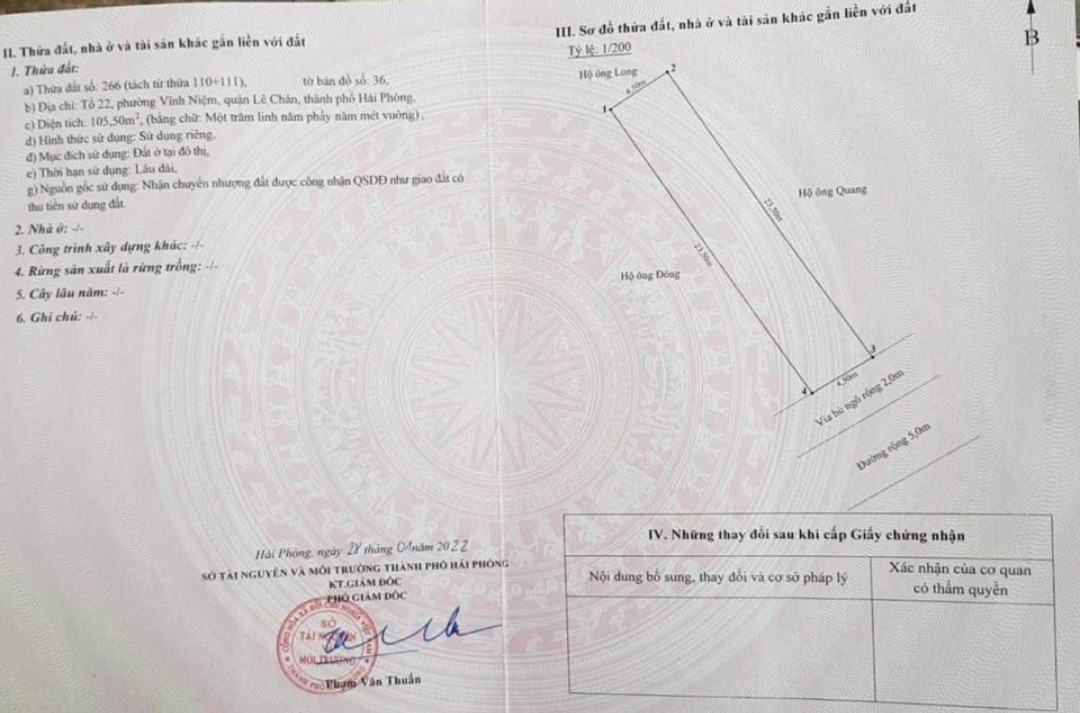 Bán đất tuyến 2 Khúc Thừa Dụ - Vĩnh Niệm, diện tích 105m GIÁ chỉ 4 tỉ, đường 10m