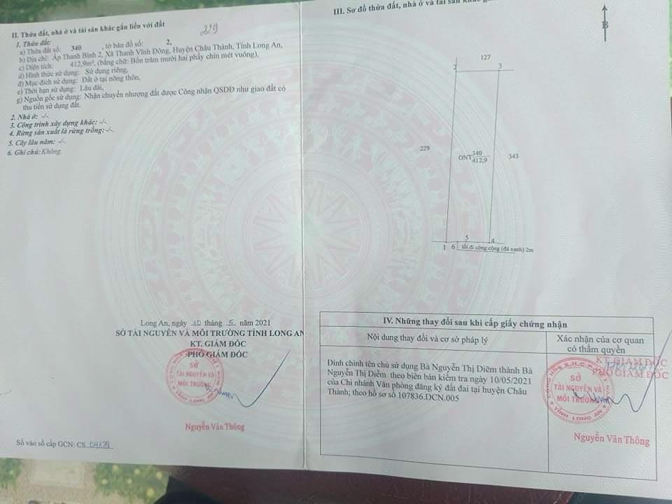 ĐẤT ĐẸP - GIÁ TỐT - Chính Chủ Cần Bán Lô Đất Xã Thanh Vĩnh Đông, Châu Thành, Long An