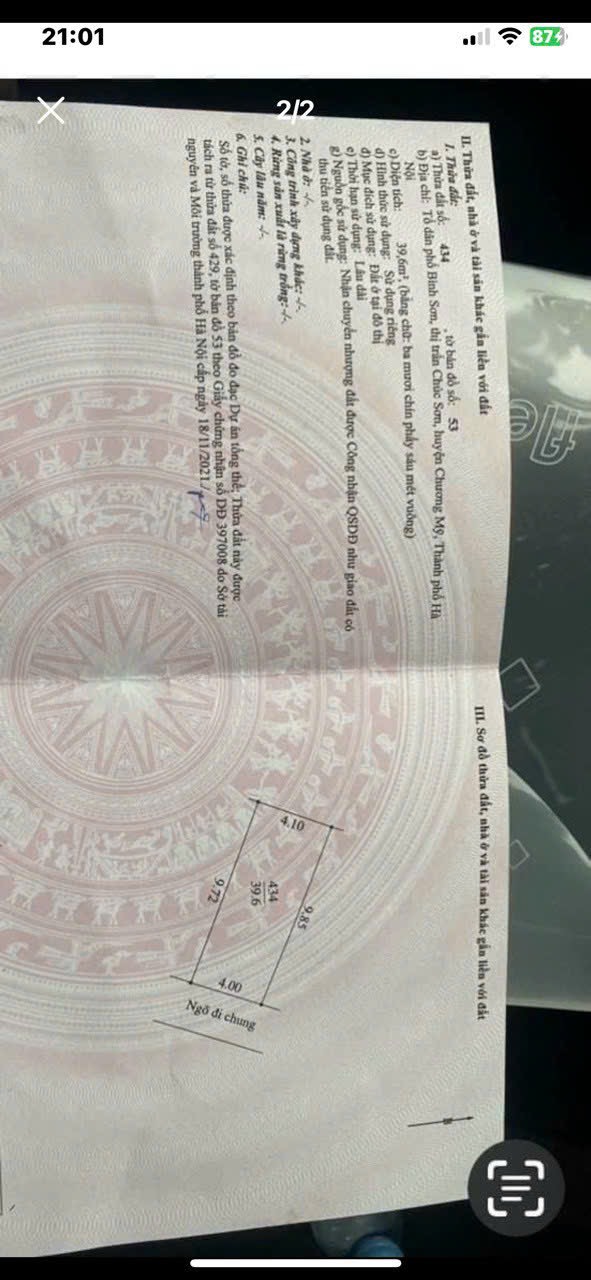 BÁN ĐẤT BÌNH SƠN THỊ TRẤN CHÚC SƠN - Diện tích: 40m² sổ đỏ vuông vắn. - Vị trí đất đẹp bước chân ra cổng đã tới chợ