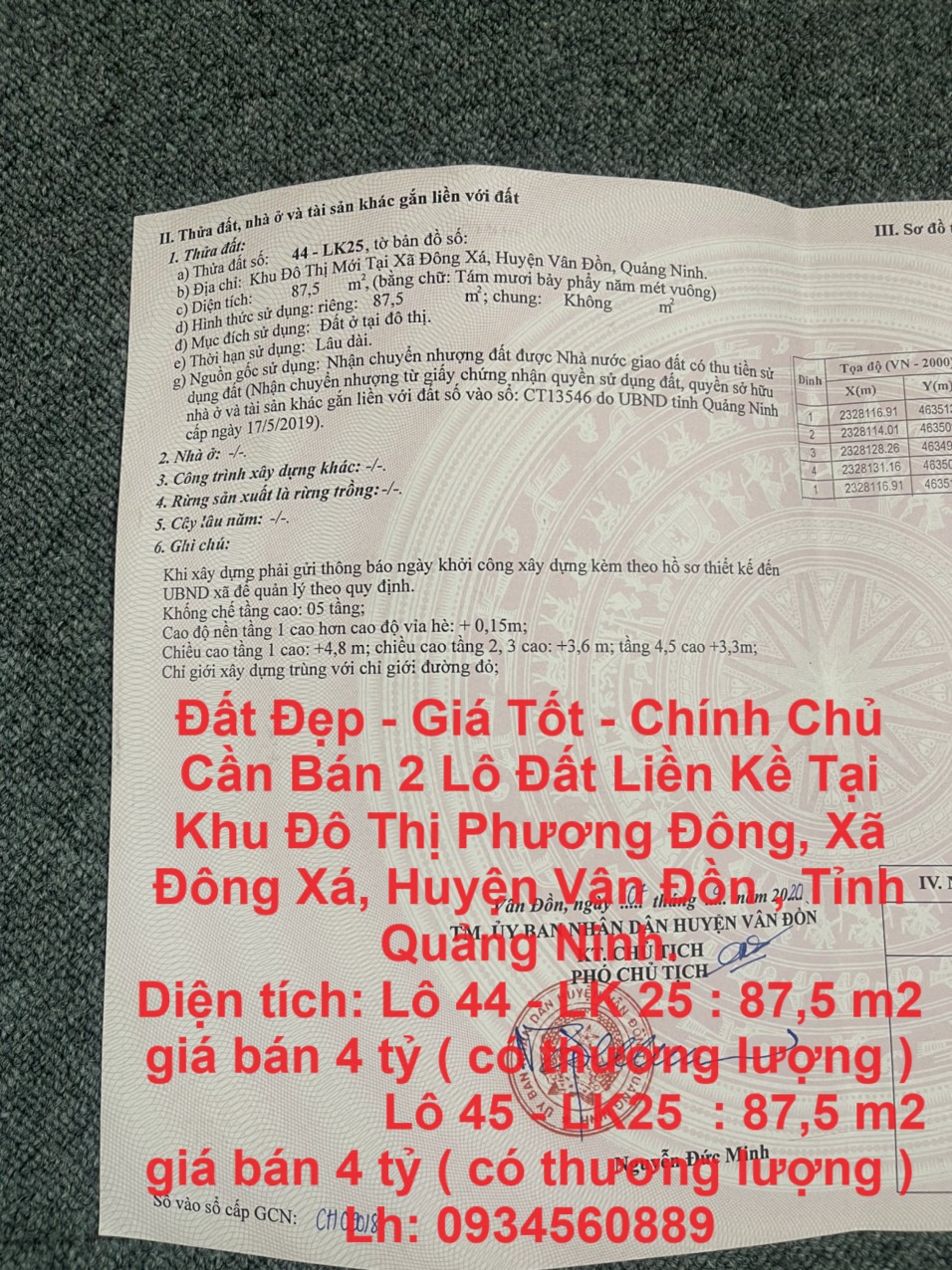 Đất Đẹp - Giá Tốt - Chính Chủ Cần Bán 2 Lô Đất Liền Kề Tại Đông Xá,Vân Đồn.