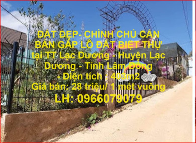 ĐẤT ĐẸP- CHÍNH CHỦ CẦN BÁN GẤP LÔ ĐẤT BIỆT THỰ tại TT Lạc Dương - Huyện Lạc Dương - Tỉnh Lâm Đồng