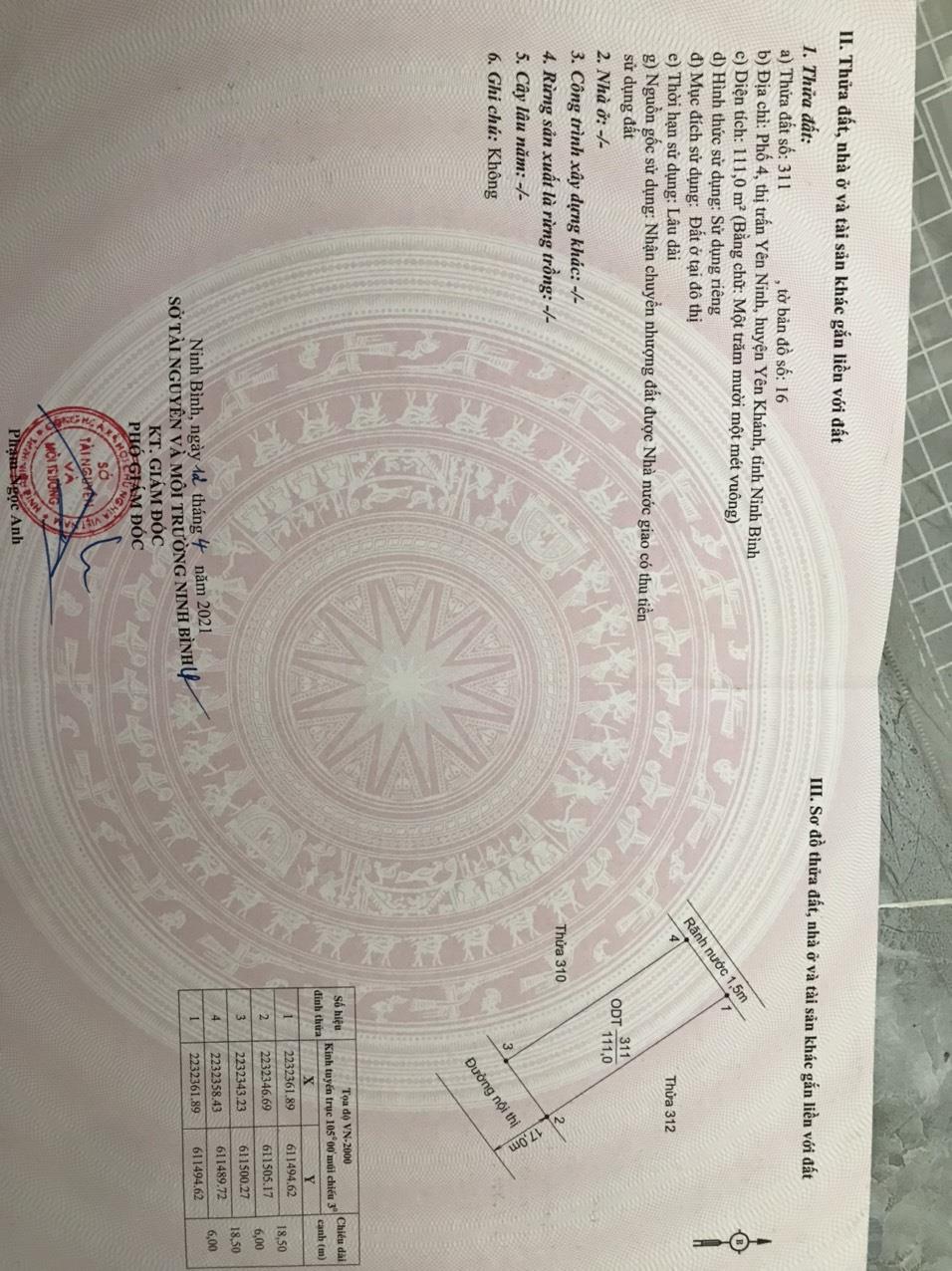 CHÍNH CHỦ BÁN Lô Đất Đẹp, Gía Tốt Tại khu phố 4, thị trấn Yên Ninh, huyện Yên Khánh, tỉnh Ninh Bình