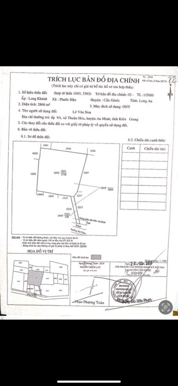 %%CHÍNH CHỦ CẦN BÁN LÔ ĐẤT FULL THỔ CƯ Ở ẤP LONG KHÁNH - XÃ PHƯỚC HẬU – H. CẦN GIUỘC – LONG AN.