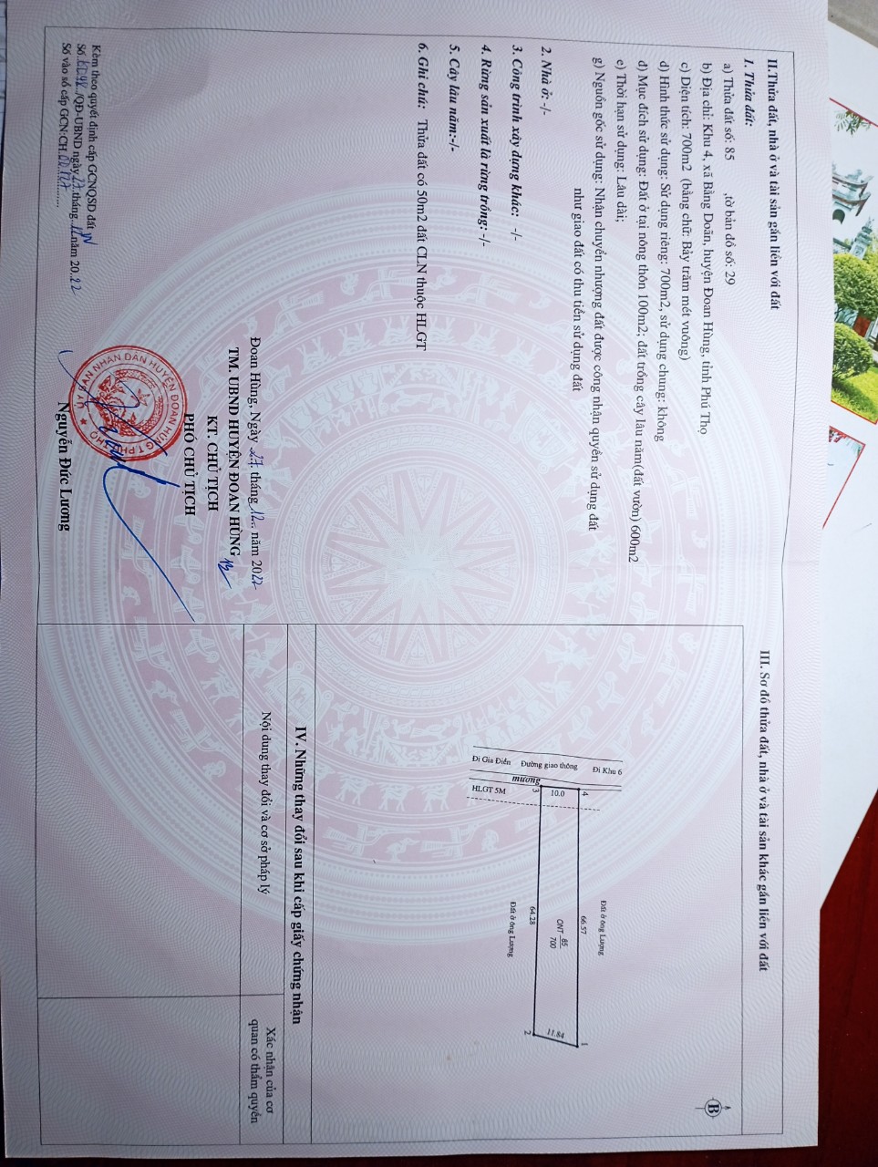 Chính chủ cần bán Lô Đất Tại Thôn 4 - Bằng Doãn - Đoan Hùng - Phú Thọ.