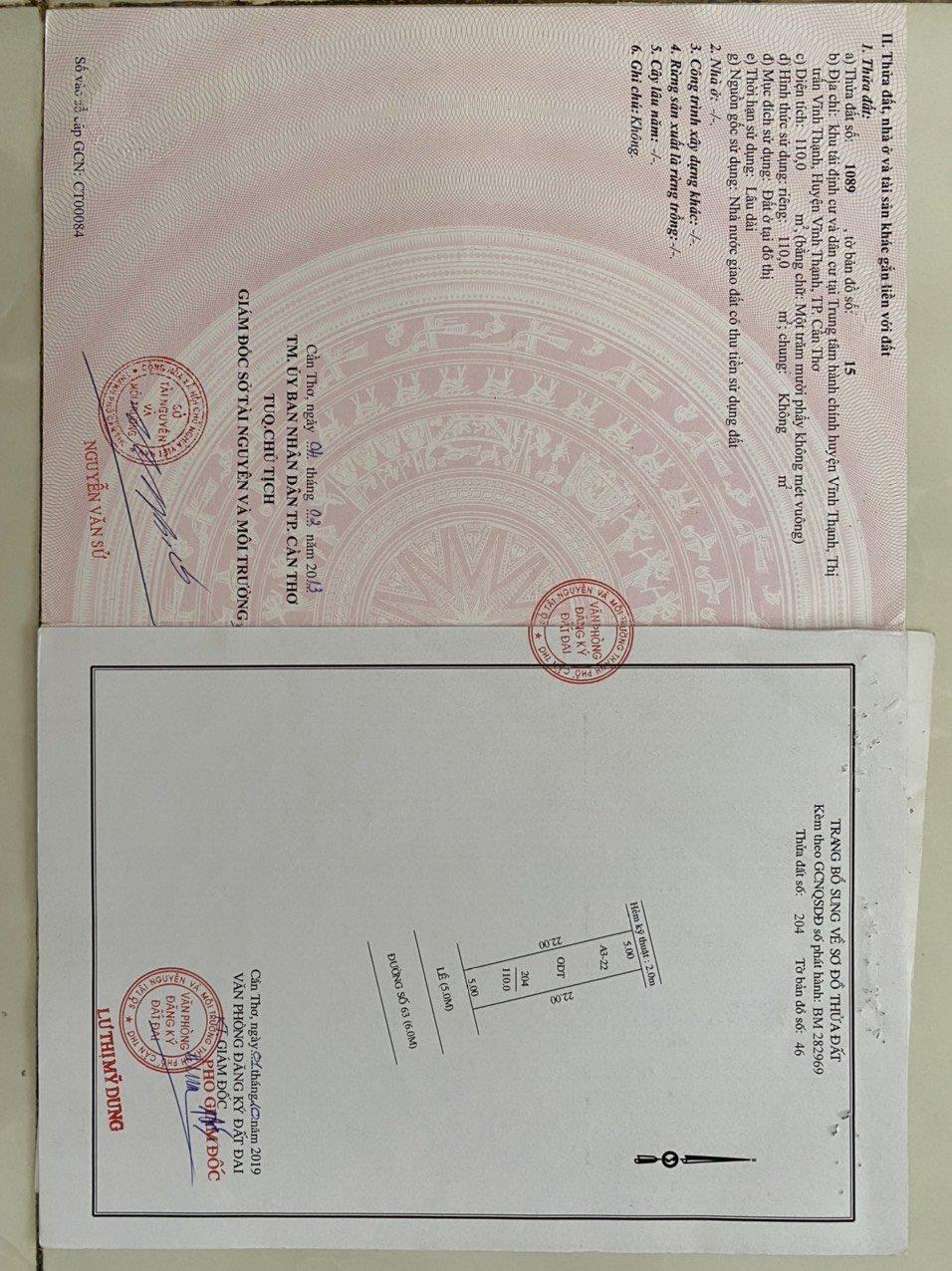 CHÍNH CHỦ Bán Lô Đất Tại Đường 63, Thị trấn Vĩnh Thạnh, Huyện Vĩnh Thạnh, Cần Thơ