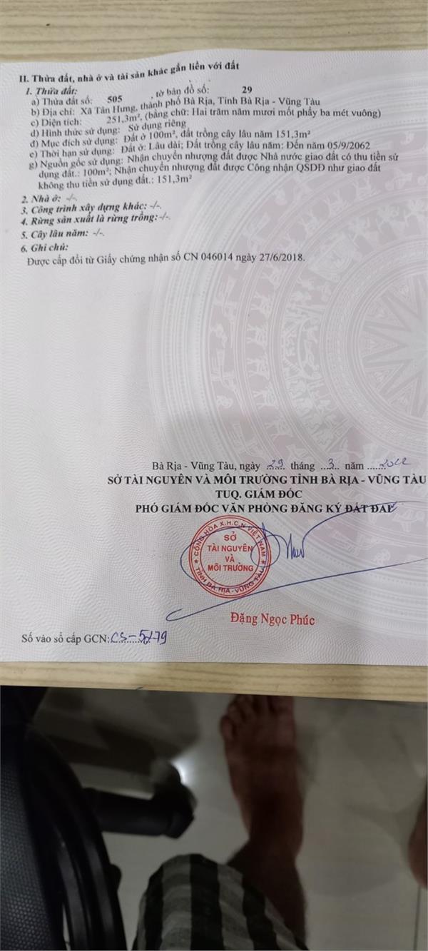 Sở Hữu Ngay Lô Đất Mặt Tiền Xã Tân Hưng, TP Bà Rịa, Bà Rịa - Vũng Tàu