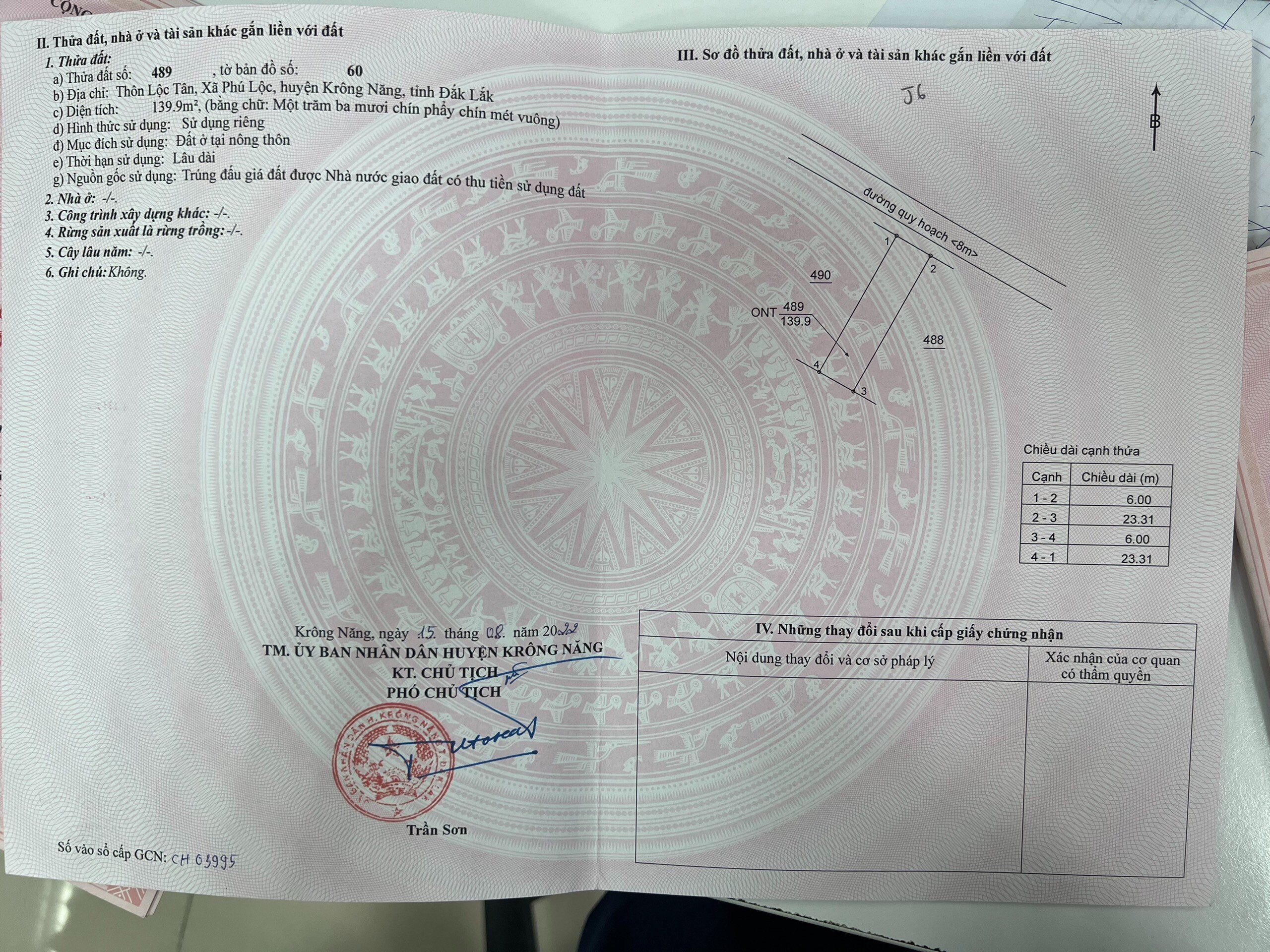 Vị trí vàng, đất vàng - Đất nằm ngay trung tâm xã Phú Lộc Krông Năng chỉ 5,5tr/m2