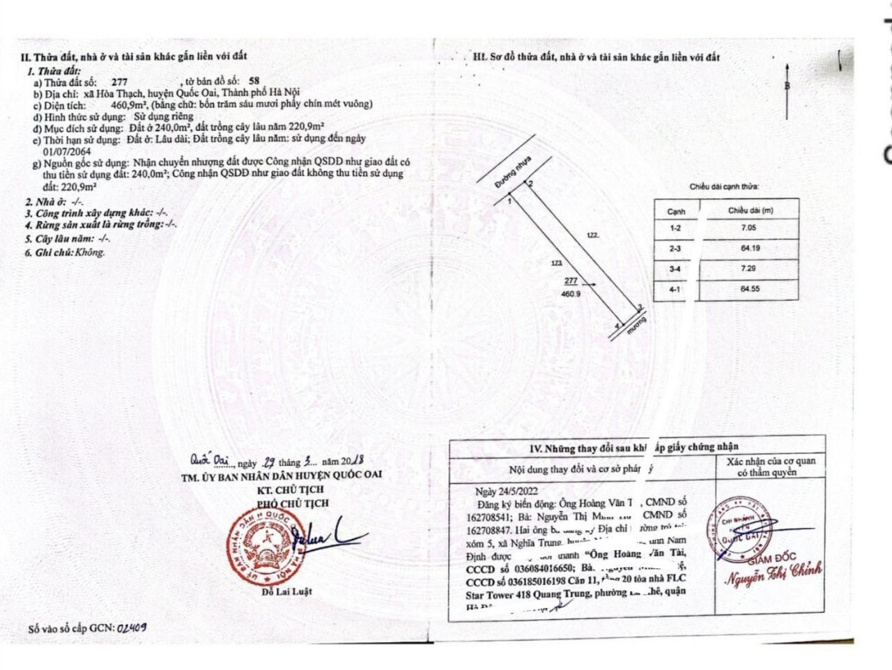 Bán lô đất 9178m2 làm xưởng/khu nghỉ dưỡng tại Hòa Thạch, Quốc Oai trực chính cách đường 21A khoảng 1km