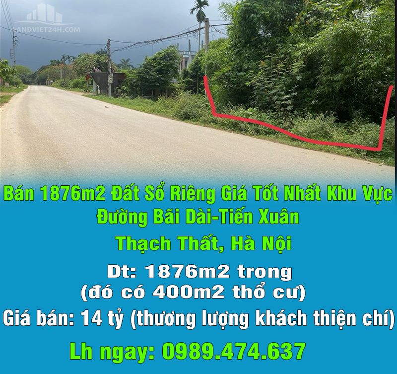 Bán 1876m2 Đất Sổ Riêng Giá Tốt Nhất Khu Vực Đường Bãi Dài-Tiến Xuân