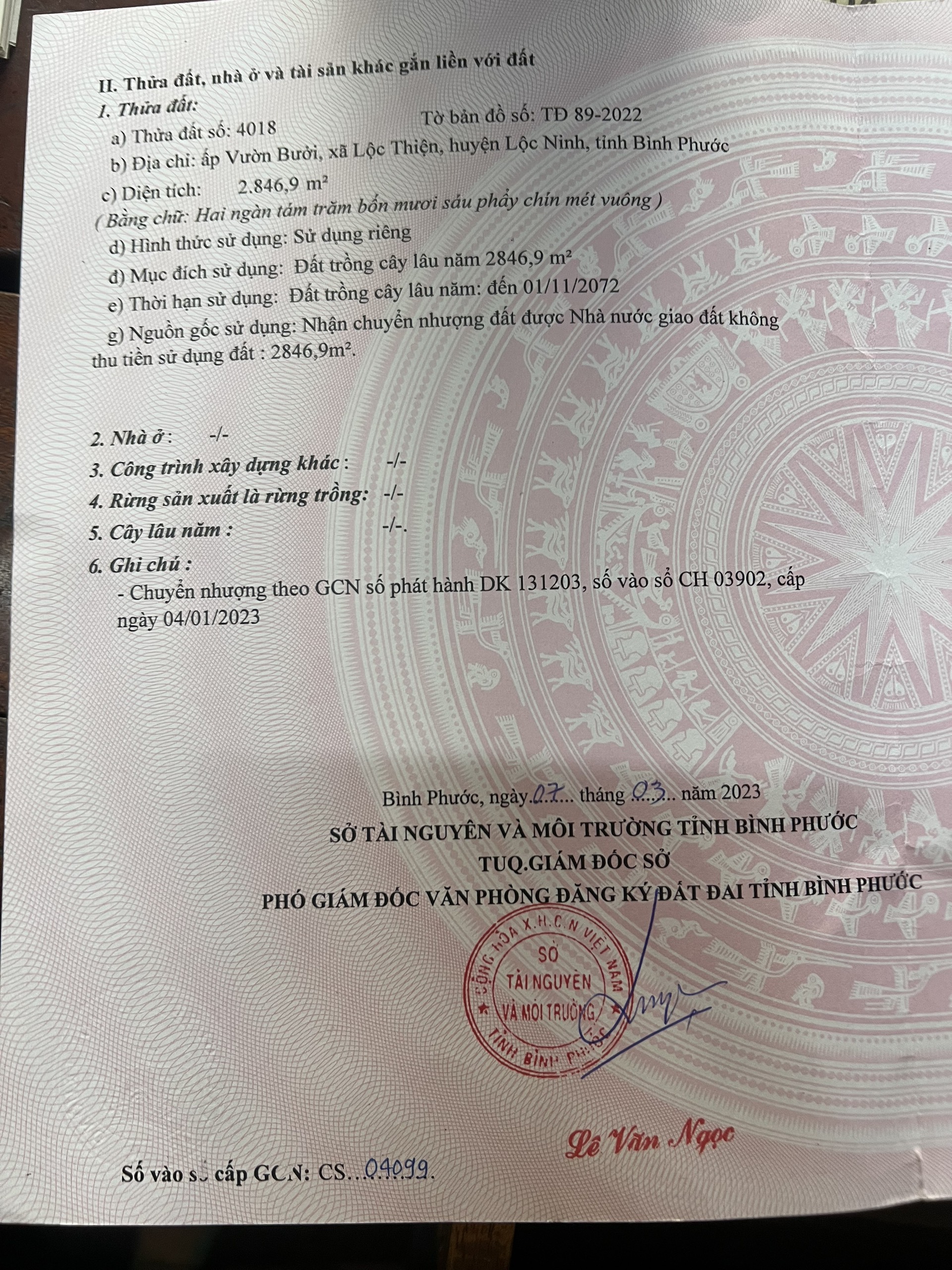 Bán LÔ Đất Tại Xã Lộc Thiện, Huyện LỘC Ninh, Tỉnh Bình Phước.