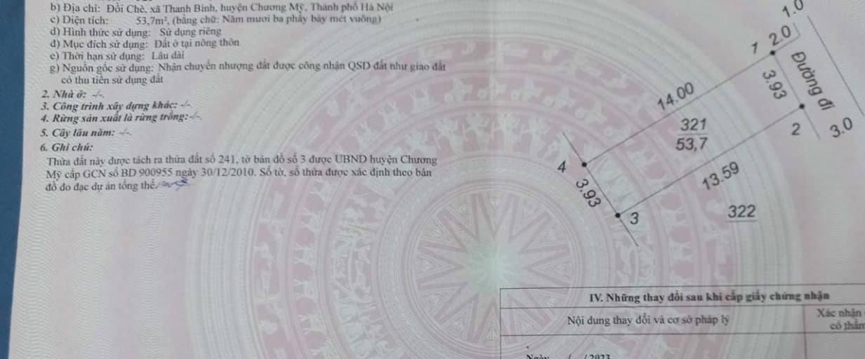 Chỉ 8xx tr, có ngay 54m2, full thổ cư, Thanh Bình, Chương Mỹ, ngay ql6, đường ô tô đỗ cửa