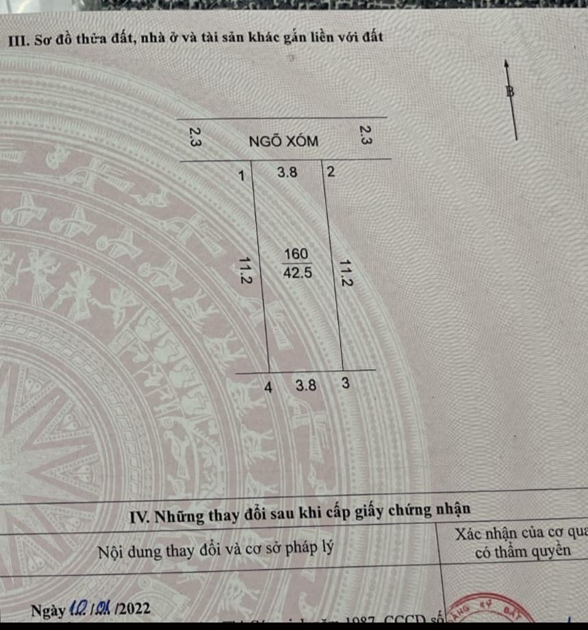 Cc gửi bán 42.5m2, nhỉnh 1 tỷ tí ti, đất xã Đại Yên, Chương Mỹ, HN, giáp TL419