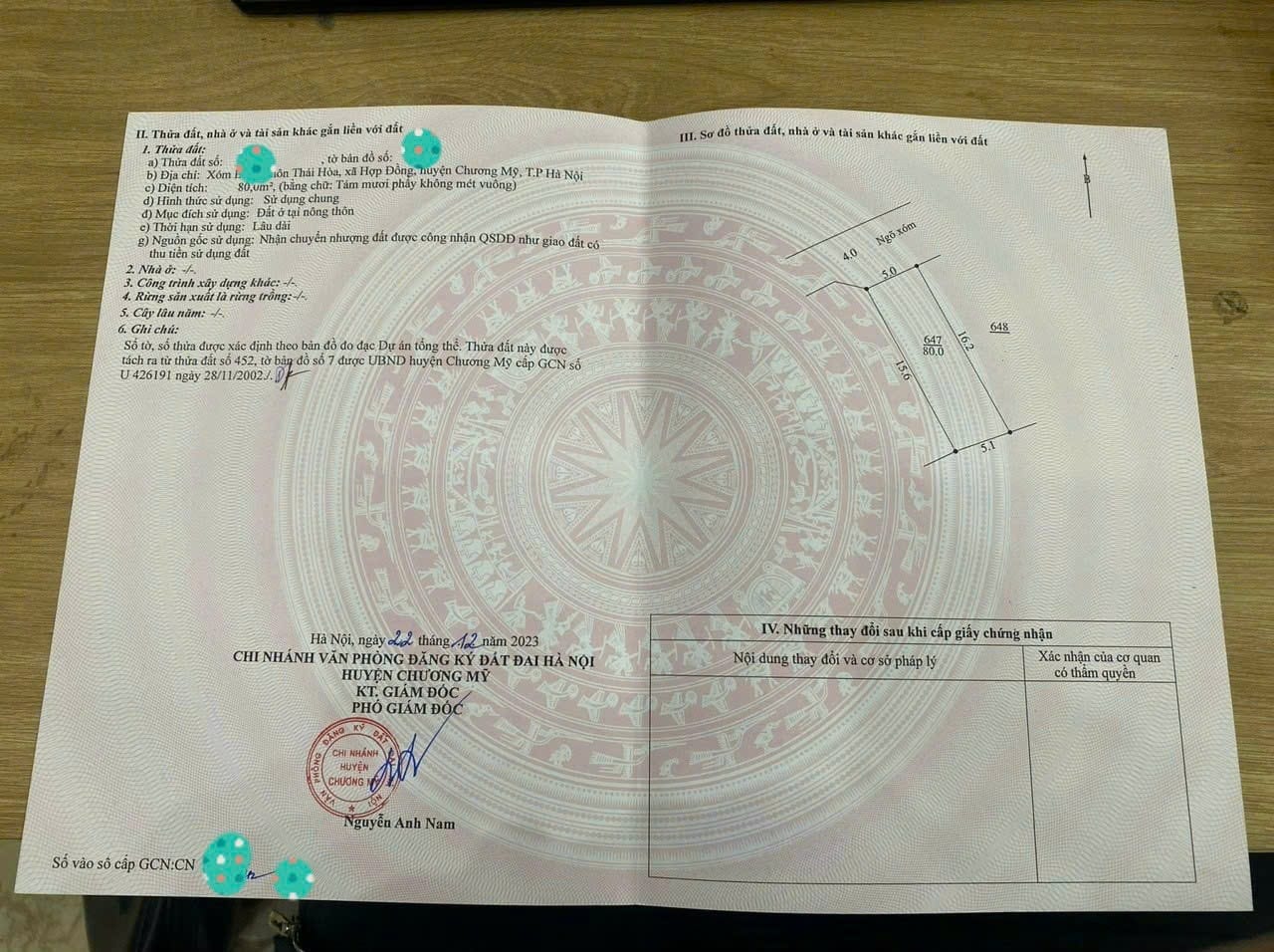 Cc gửi bán lô đất 80m2, giá chỉ 2.x tỷ, nằm tại vị trí đắc địa nhất của xã Hợp Đồng - Chương Mỹ - Hà Nội.