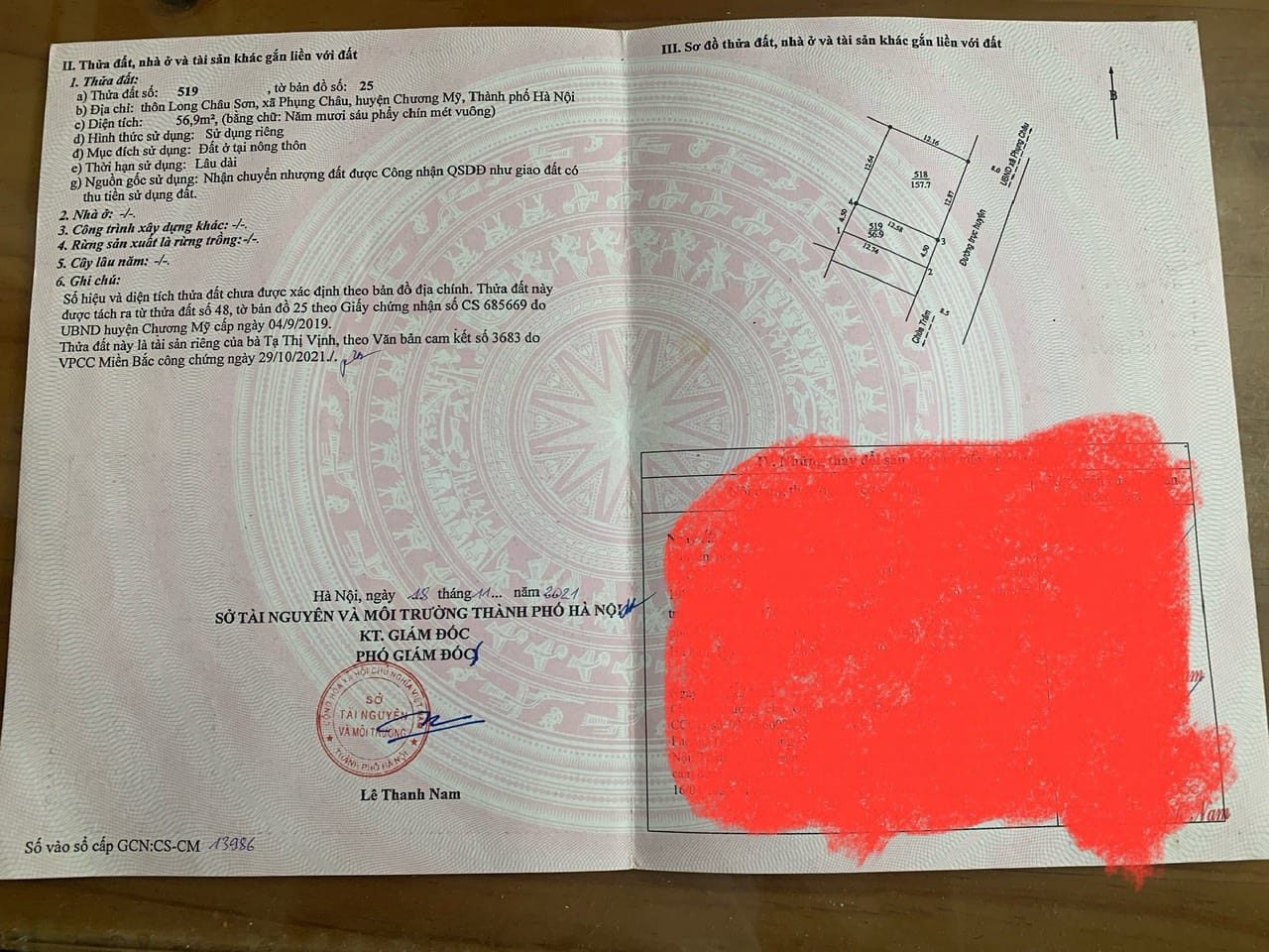 Cc gửi bán 56.9m2 ; mt=mh= 4.5m, 2.x tỷ, Phụng Châu huyện Chương Mỹ Hà Nội, ô tô tránh, kinh doanh