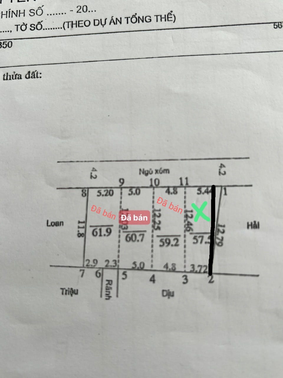 Cc gửi bán 57.5m2, tại xóm Làng, Đại Yên, Chương Mỹ, Hà Nội, nhưng chỉ tính tiền với diện tích hơn 46m2, mt 3.72m (tức