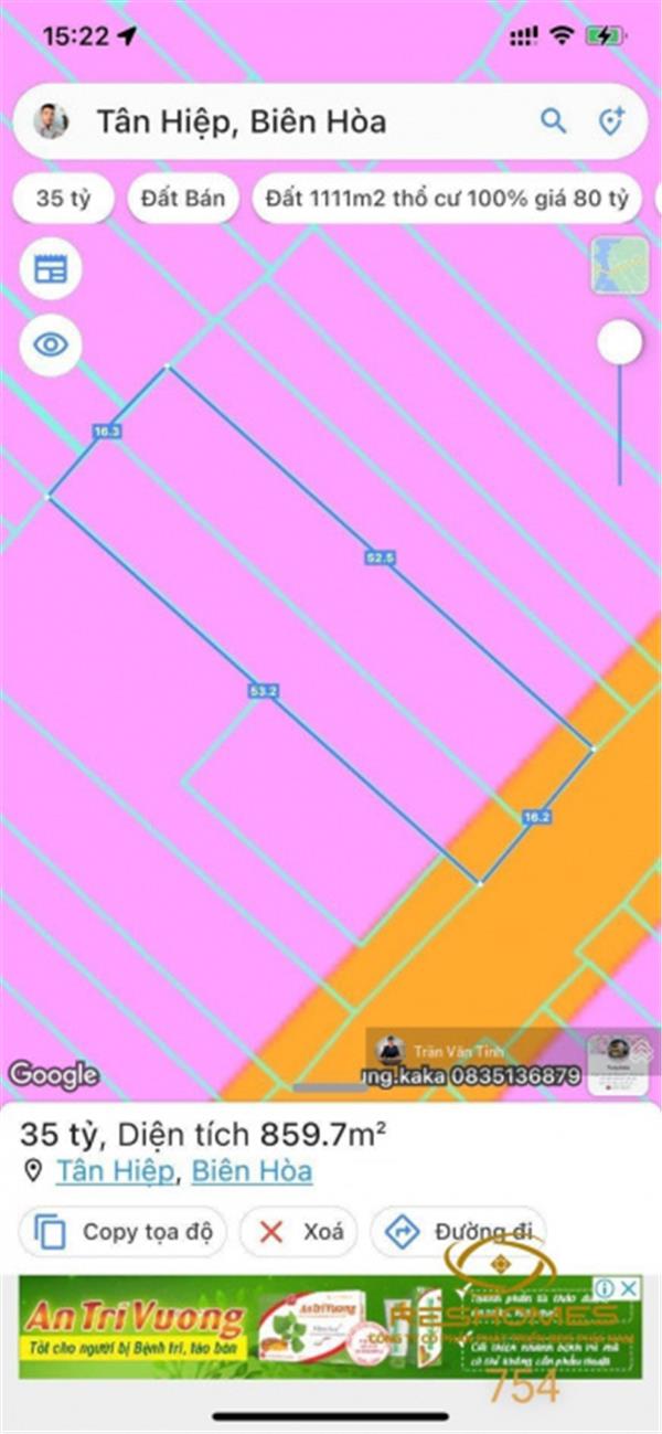 Bán đất thổ cư 16m mặt tiền cách Đồng Khởi 100m, Tổng 852m2 thích hợp xây nhà cao tầng, khách sạn
