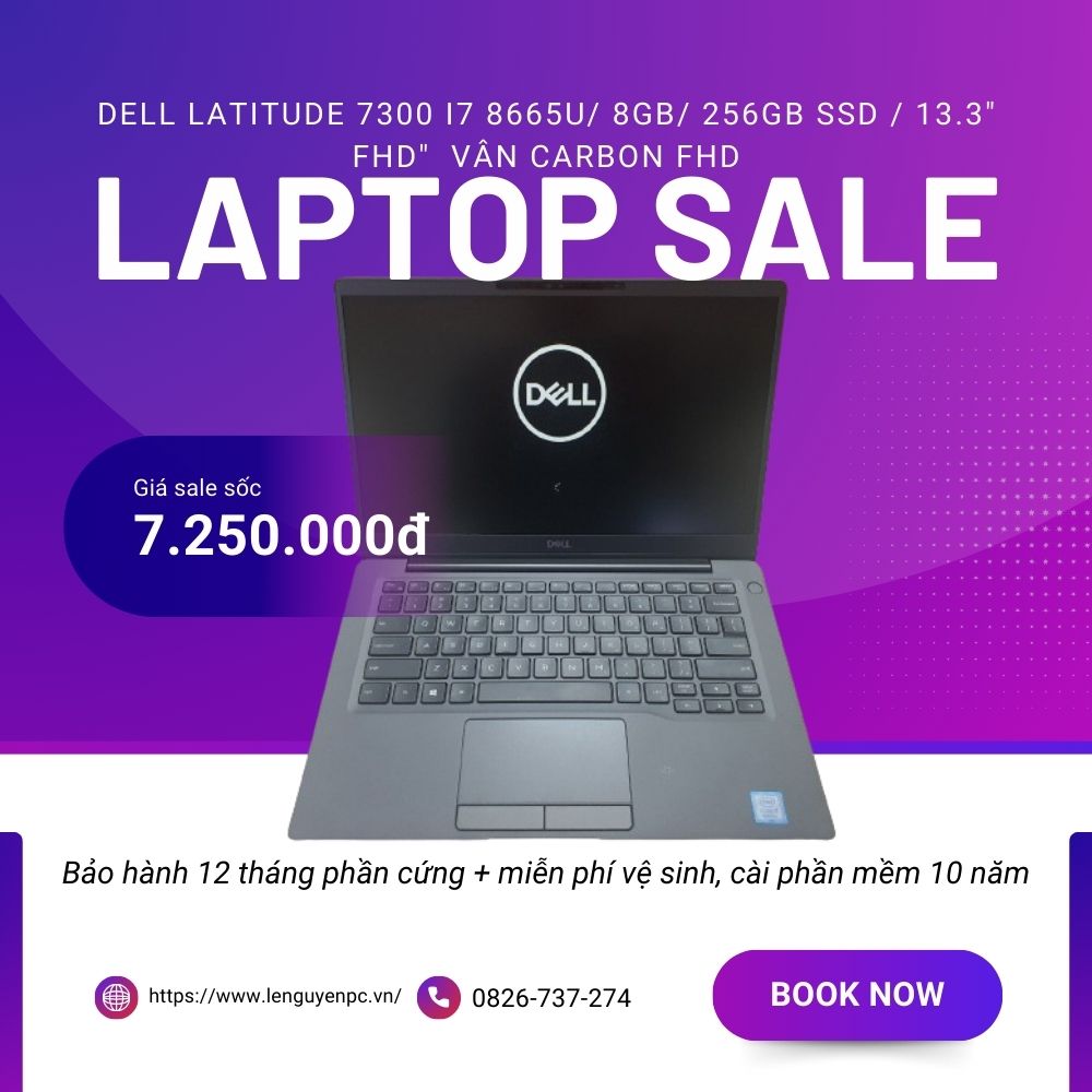 Dell Latitude 7300 i7 8665U/ 8GB/ 256GB SSD / 13.3" FHD" vân carbon FHD (Cảm ứng )