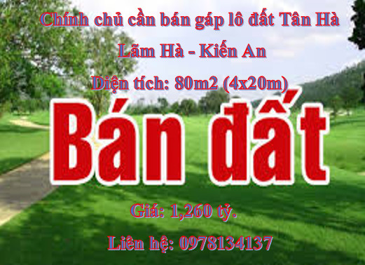 Chính chủ cần bán gáp lô đất Tân Hà, Lãm Hà, Kiến An ( ngay cầu Niệm).
