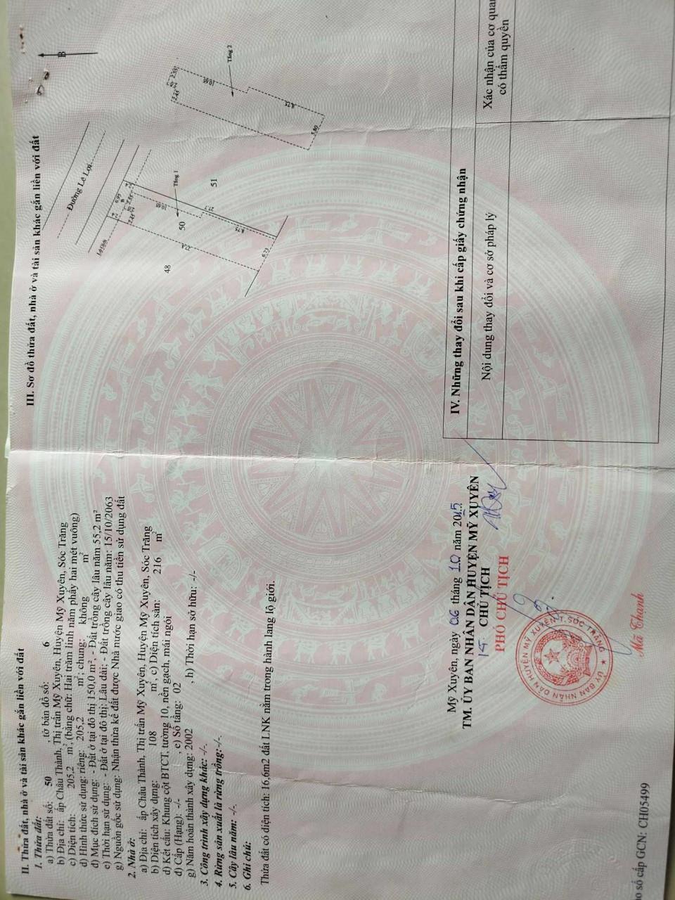 CHÍNH CHỦ Cần Bán Nhanh CĂN NHÀ ĐẸP MẶT TIỀN Đường Lê Lợi, Thị Trấn Mỹ Xuyên, Sóc Trăng