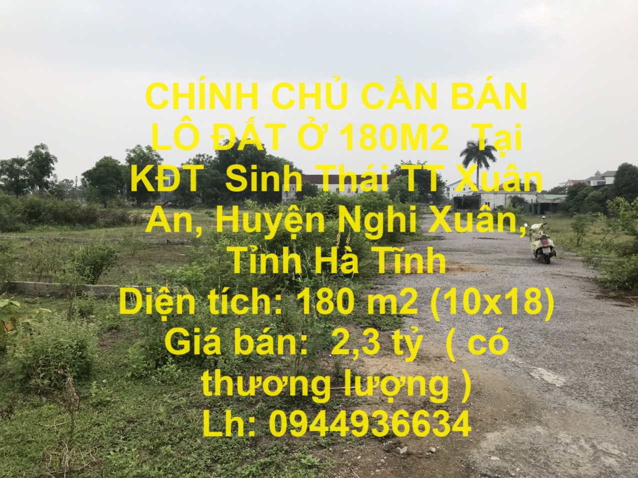 CHÍNH CHỦ CẦN BÁN LÔ ĐẤT Ở 180M2 Tại KĐT Sinh Thái TT Xuân An, Huyện Nghi Xuân, Tỉnh Hà Tĩnh