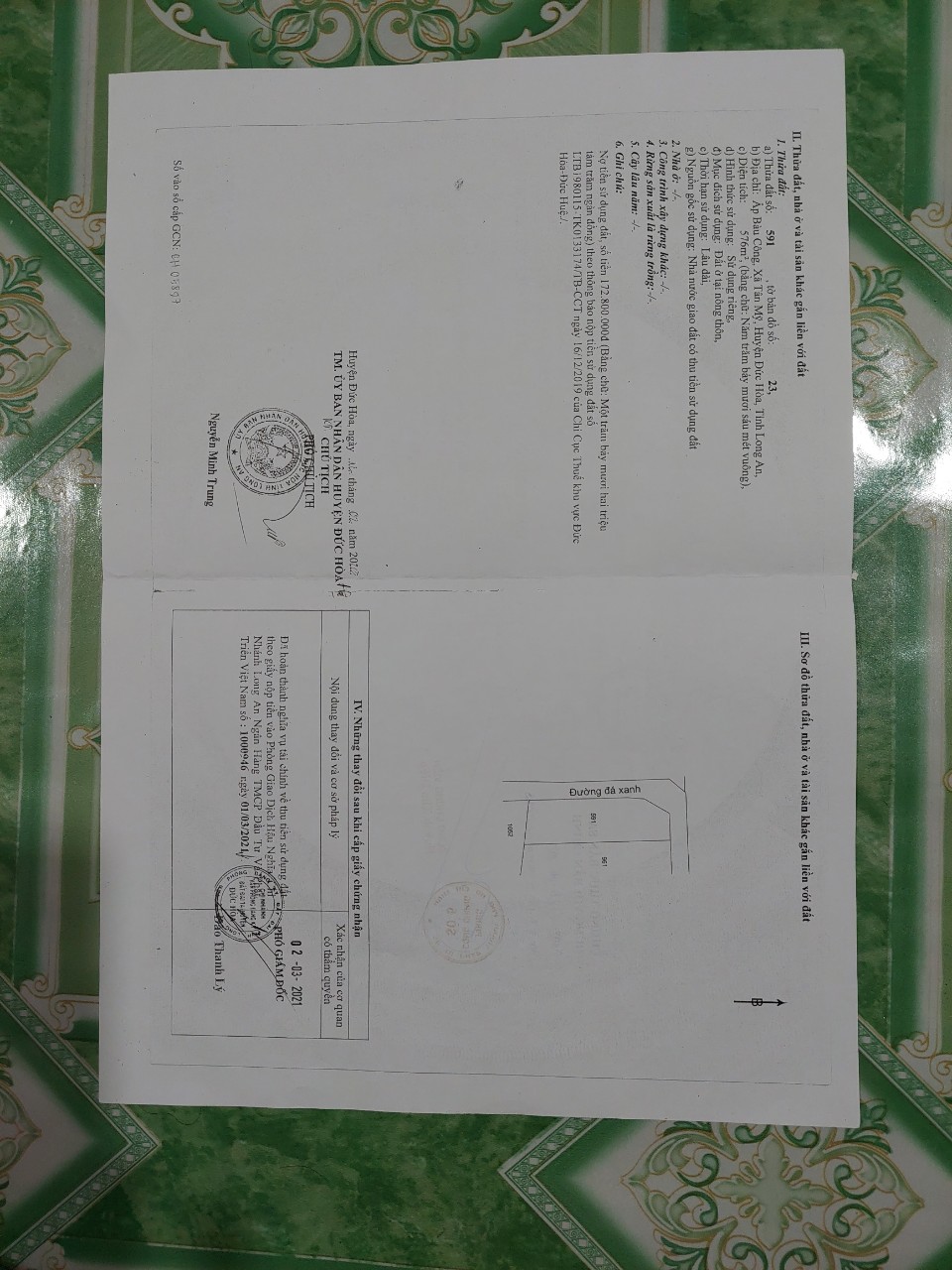 Cần bán gấp siêu phẩm đất 2 mặt tiền đường Bàu Công, Xã Tân Mỹ, Huyện Đức Hoà
