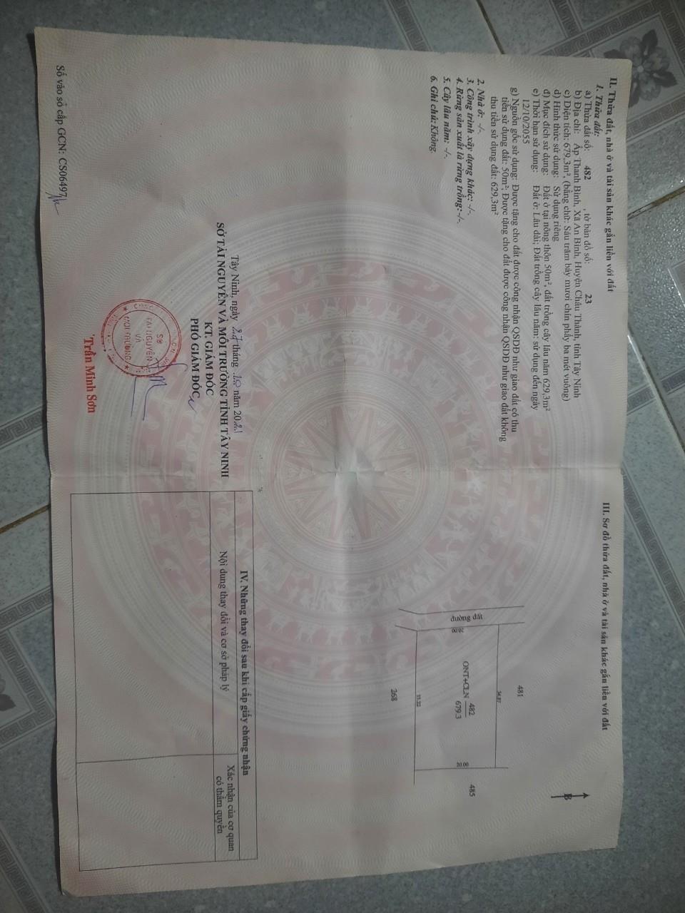 CHÍNH CHỦ Cần Bán Lô Đất Vị Trí Đẹp Tại Xã An Bình, Châu Thành Tây Ninh