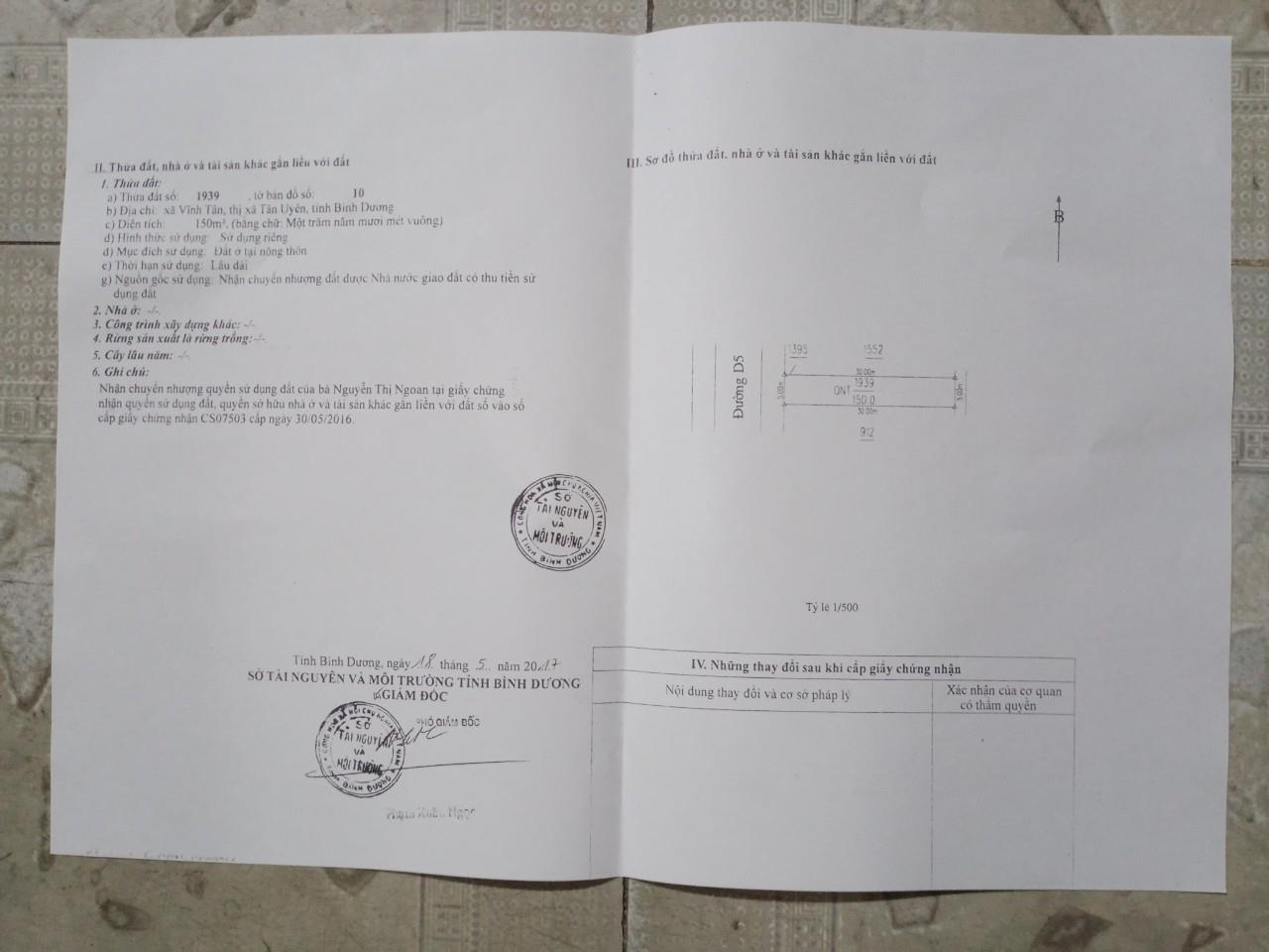 ĐẤT ĐẸP - CHÍNH CHỦ CẦN BÁN LÔ ĐẤT TẠI Dự án VSIP2 mở rộng, Đường D5