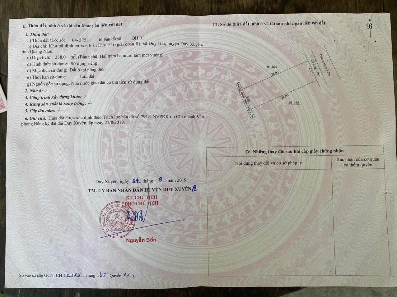 ĐẤT KHU TÁI ĐỊNH CƯ - GIÁ TÔT - bán lô đất vị trí tại Duy Hải, Duy Xuyên, Quảng Nam