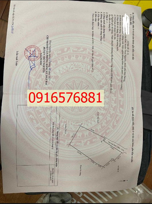 !! HÓT *CẦN BÁN GẤP LÔ ĐẤT 1099M2 TẠI LIÊN KHÊ, THỦY NGUYÊN, TP HẢI PHÒNG - Liên hệ 0916576881 => Giá 4tr/m2