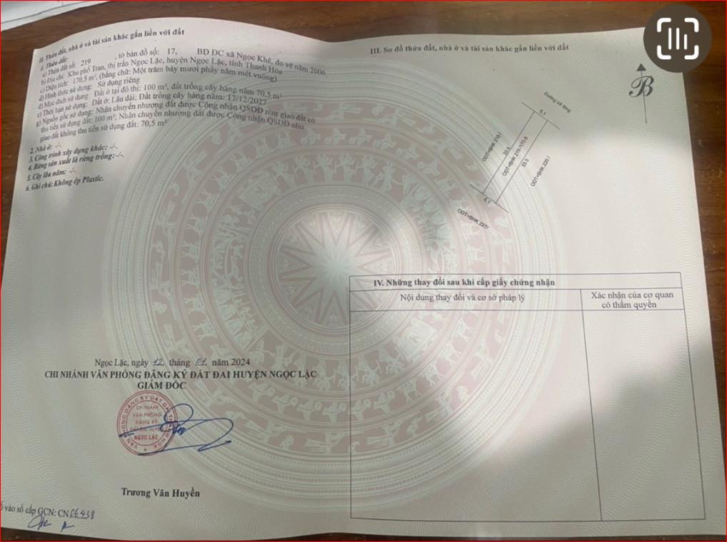 CHÍNH CHỦ Bán Gấp 2 LÔ Đất Thổ Cư Vị Trí Đẹp Tại Ngọc Lặc, Thanh Hoá