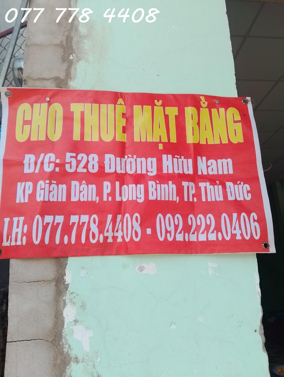 Chính chủ cần cho thuê Mặt bằng đ/c 528 Đường Hoàng Hữu Nam phường Long Bình T/P Thủ Đức TP HCM
