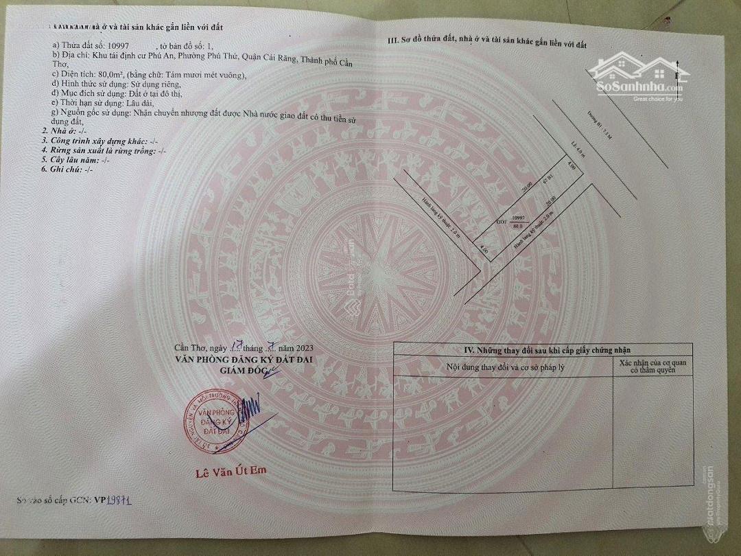 Chính Chủ Cần Bán Gấp Nhà + Đất Diện Tích Lớn Giá Rẻ Tại KDC Phú An, P. Phú Thứ, Cái Răng, Cần Thơ