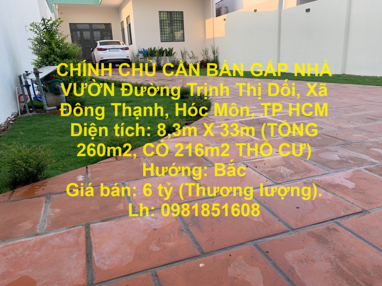 CHÍNH CHỦ CẦN BÁN GẤP NHÀ VƯỜN Đường Trịnh Thị Dối, Xã Đông Thạnh, Hóc Môn, TP HCM