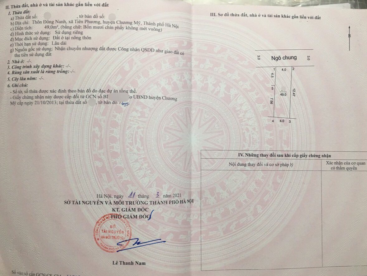 49m - mặt tiền 4m - Full thổ - Đồng Nanh, Tiên Phương - Lô đất 49m, toàn bộ là đất thổ cư