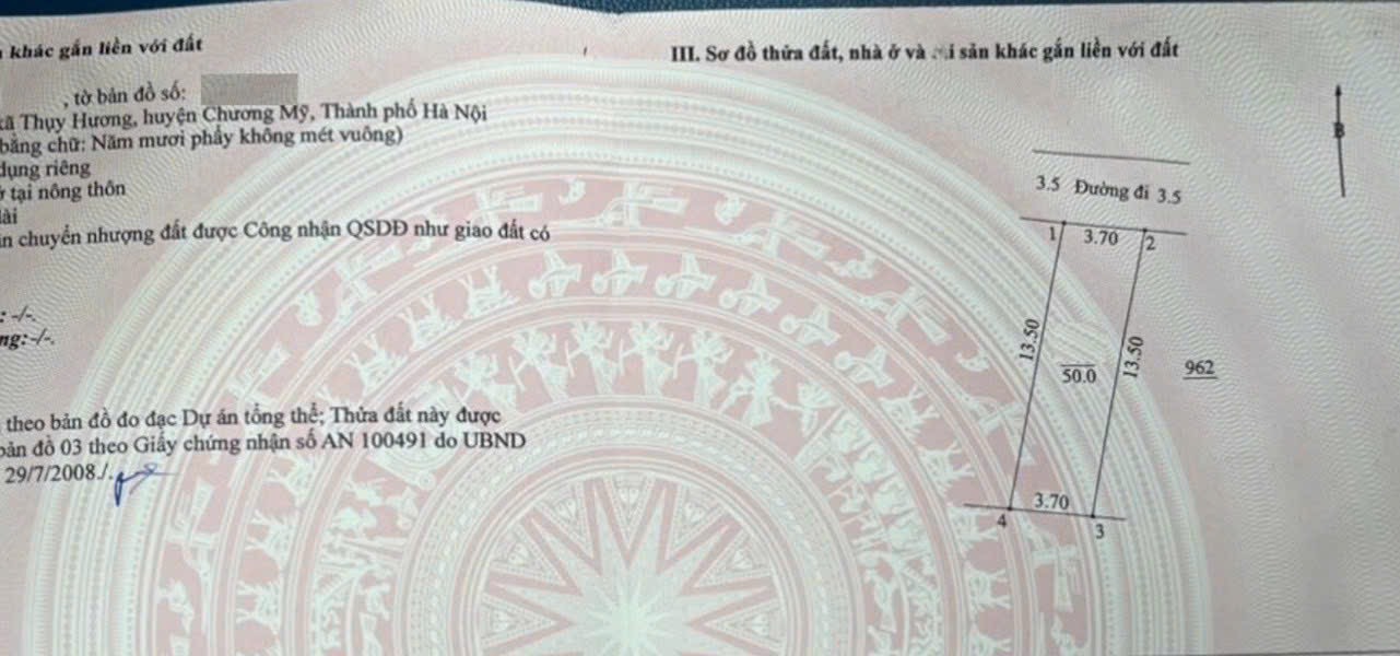 đát giãn dân thôn tmaan tân mỹ xã thuy hương 50m full thổ giá rẻ