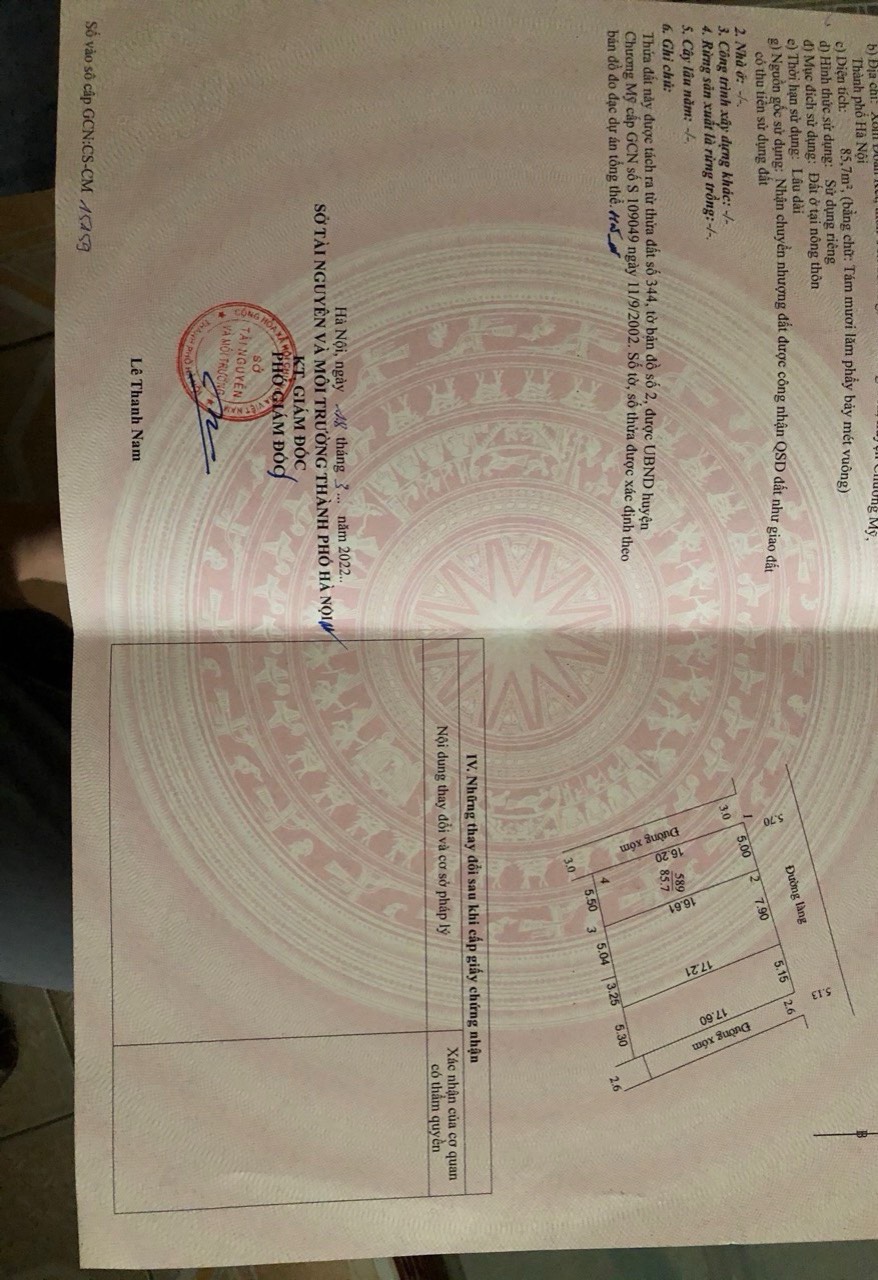 85.7m full trung tâm xã trường yên đường ô tô tải