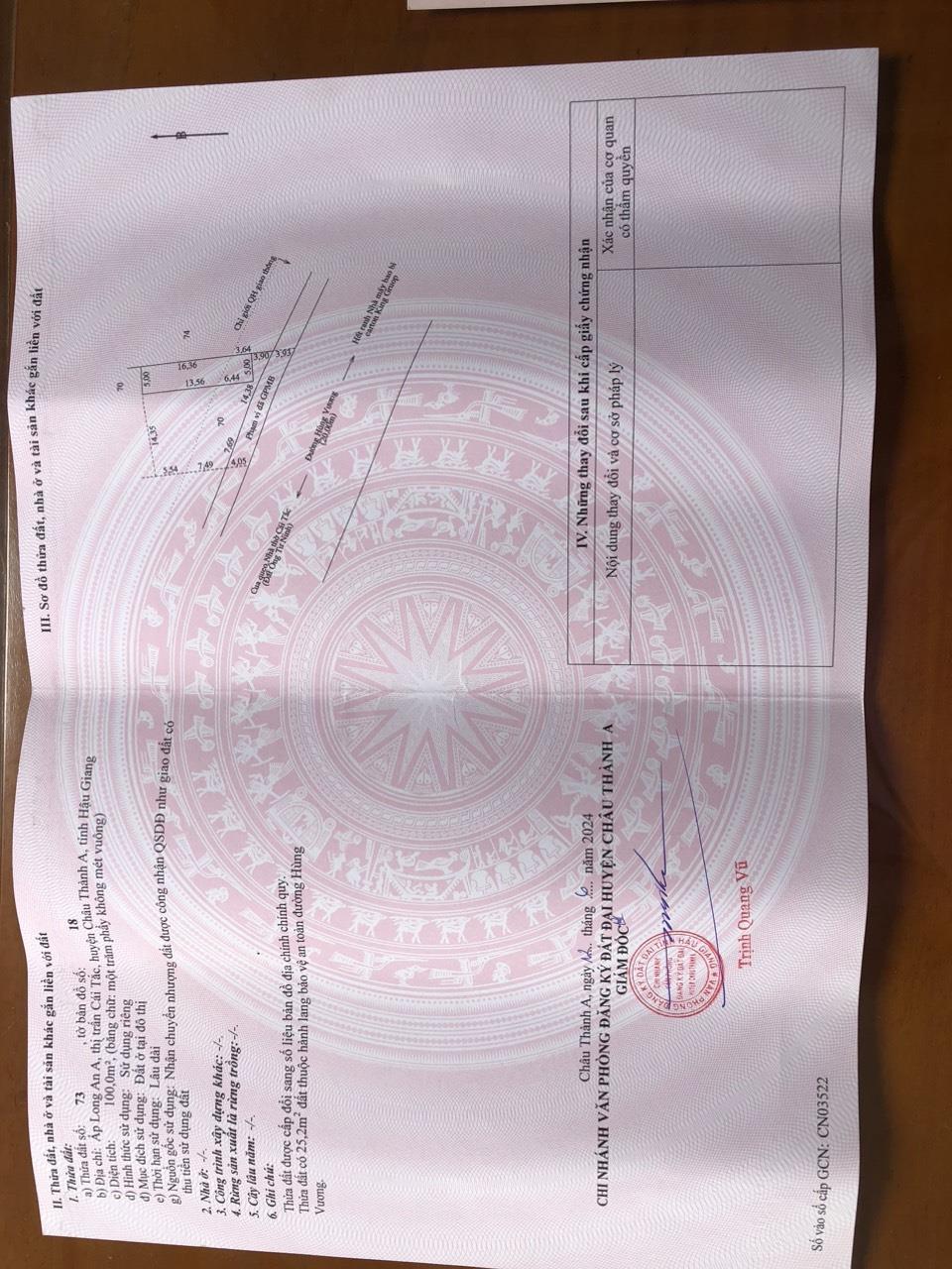 Đất Đẹp - Giá Tốt - Chính Chủ Cần Bán 2 Lô Đất Tại Đường 1A, Thị trấn Cái Tắc, Châu Thành A, Hậu Giang