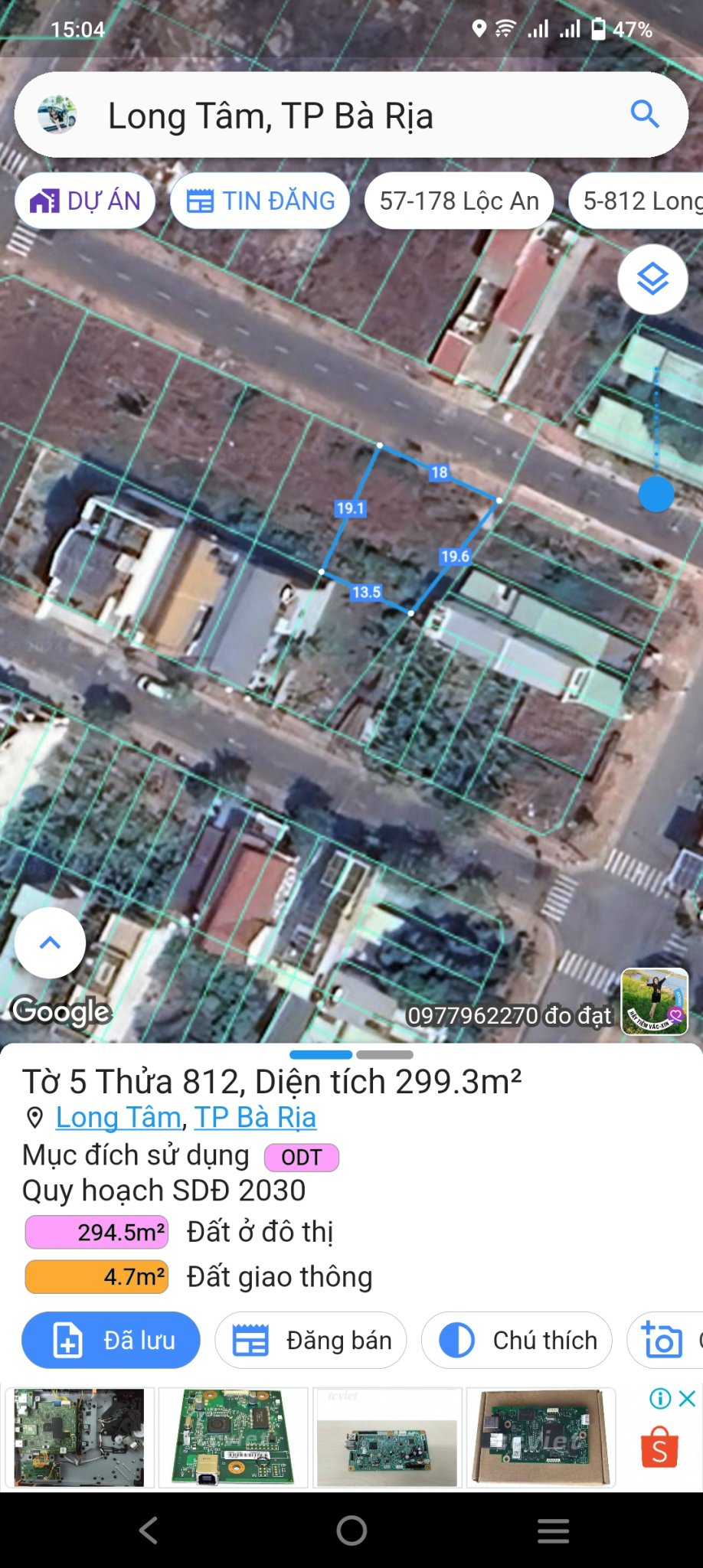 Chủ cần bán lô biệt thự 300mv phường long tâm tp bà rịa