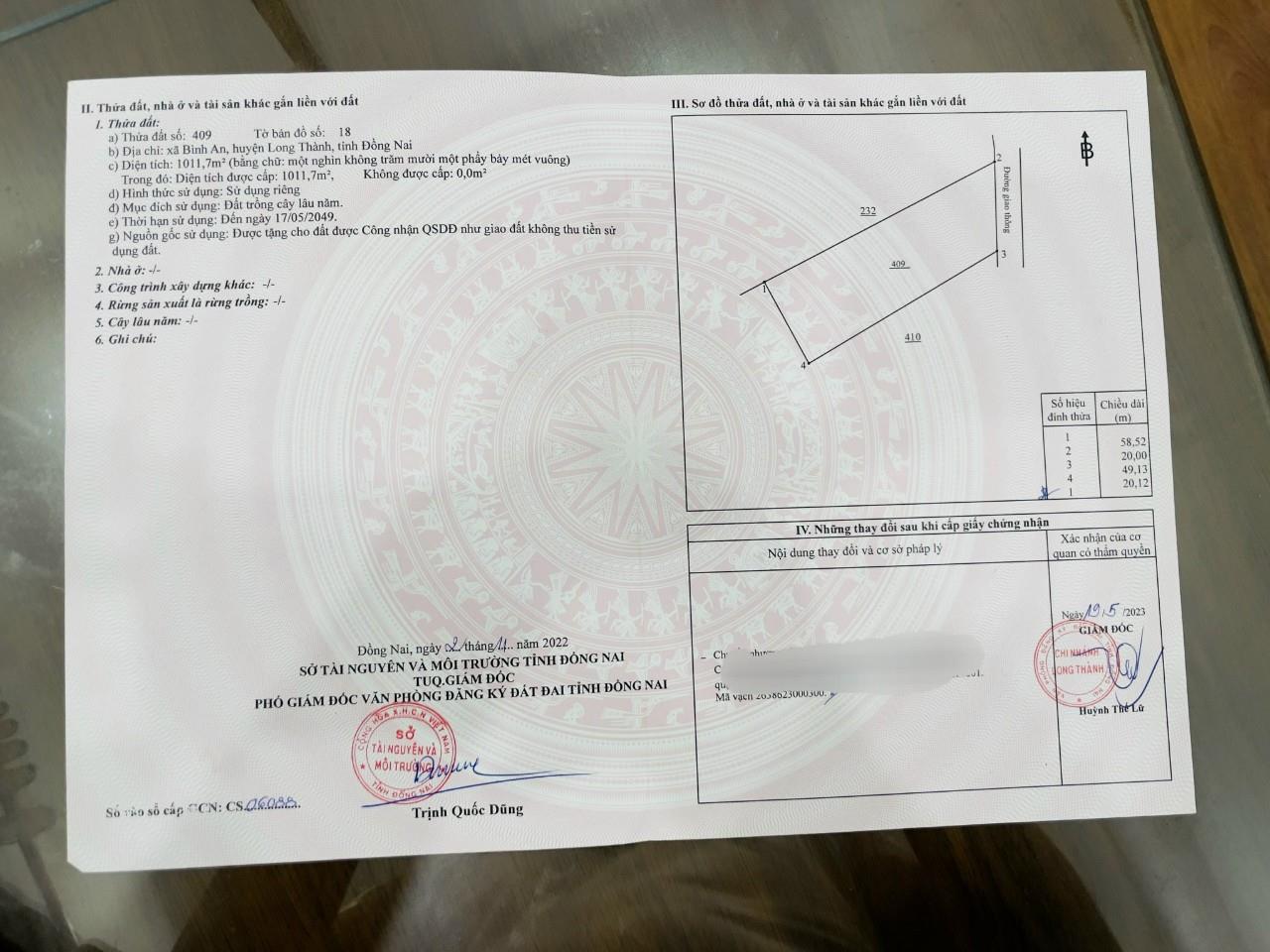 ĐẤT ĐẸP - ĐẦU TƯ SINH LỜI - Chính Chủ Cần Bán Nhanh Lô Đất Xã Bình An, Long Thành, Đồng Nai