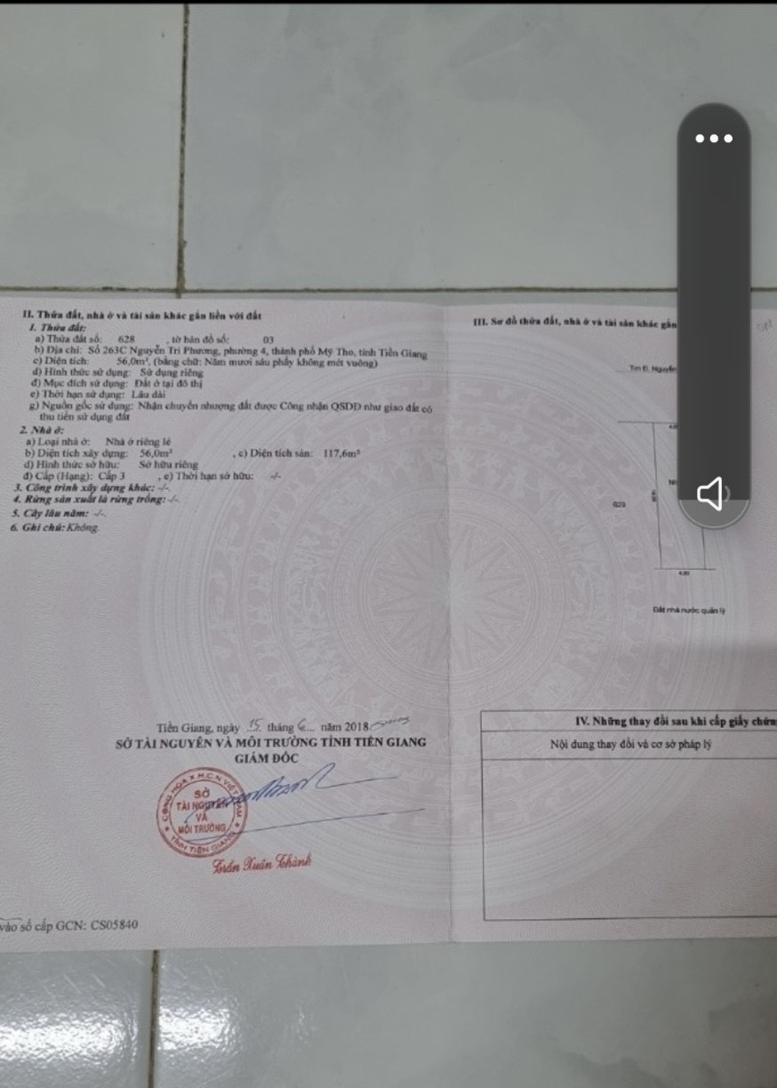 CHÍNH CHỦ BÁN NHÀ 1 TRỆT 1 LẦU MẶT TIỀN Đường Nguyễn Tri Phương, TP. Mỹ Tho, Tiền Giang