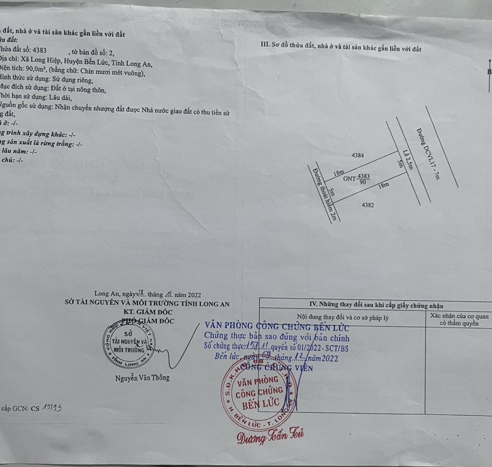 CHÍNH CHỦ BÁN GẤP LÔ ĐẤT MẶT TIỀN 7m KCN Vĩnh Lộc 2 Đi Vào Tại Huyện Bến Lức, Tỉnh Long An