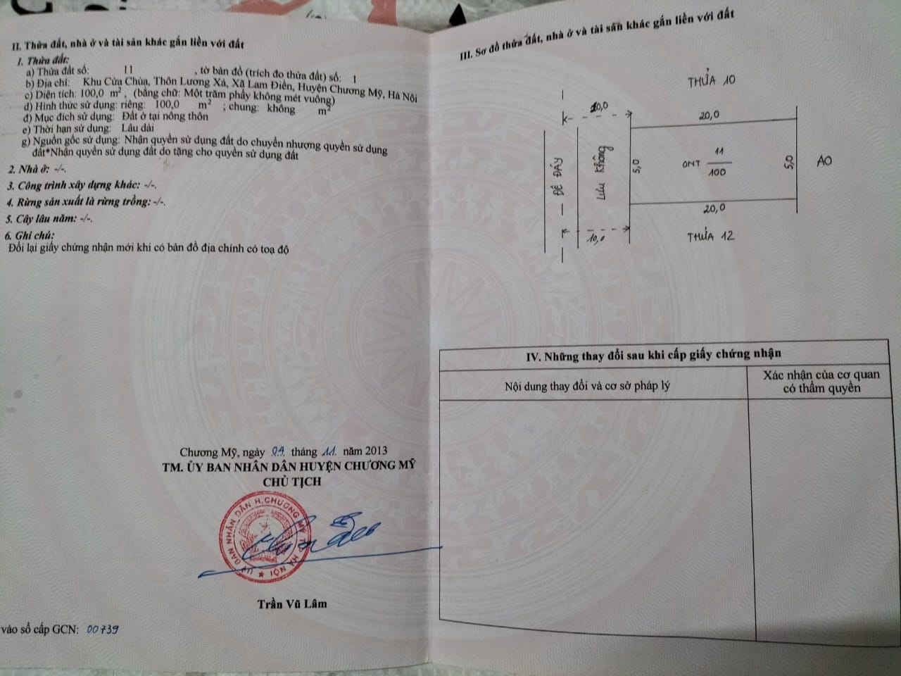 Cc gửi bán 100m2, mt 5m, 2x tr/m2, mặt đê đáy tại Lam Điền, Chương Mỹ, HN, ô tô tránh, kinh doanh