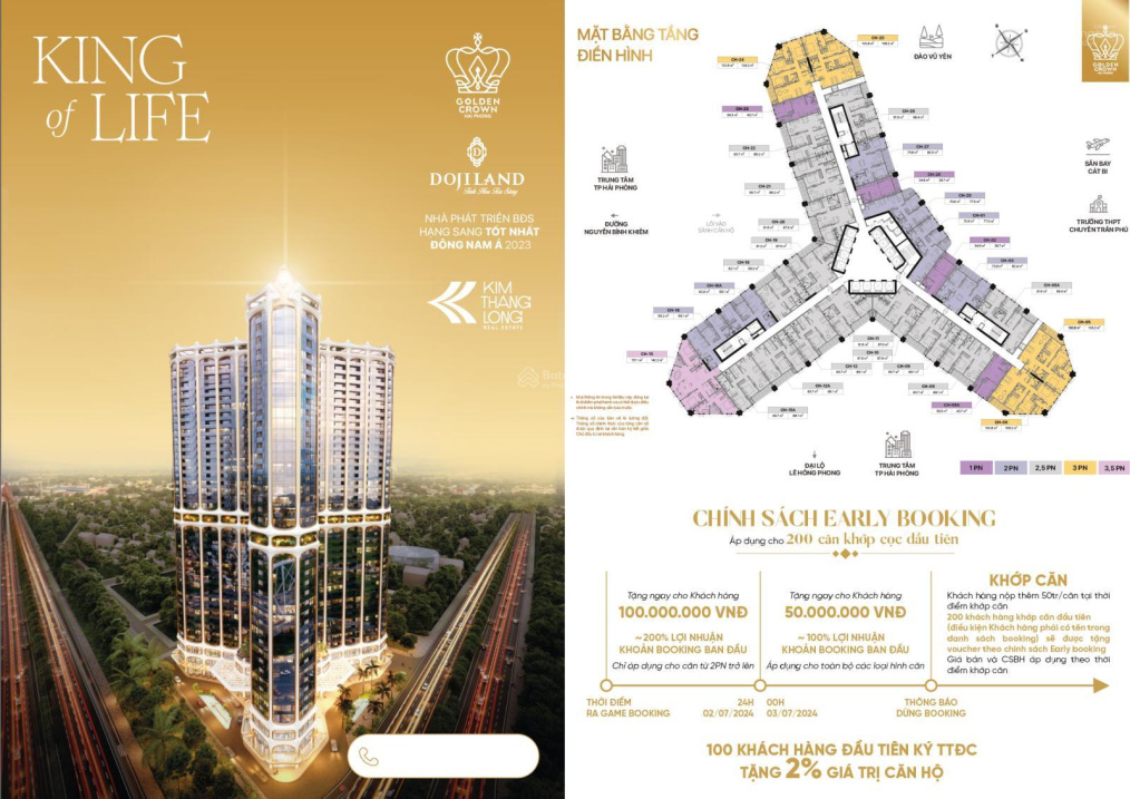 Nhận Booking. Quỹ căn vị trí siêu đẹp, giá hấp dẫn tại biểu tượng Golden Crown Hải Phòng
