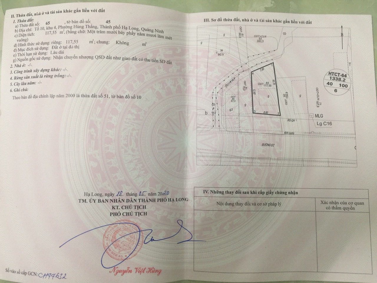 Chính chủ cần tiền bán lô đất trung tâm du lịch. Mặt tiền rộng, Hướng Nam, hướng biển thoáng mát. Hùng Thắng, Hạ Long
