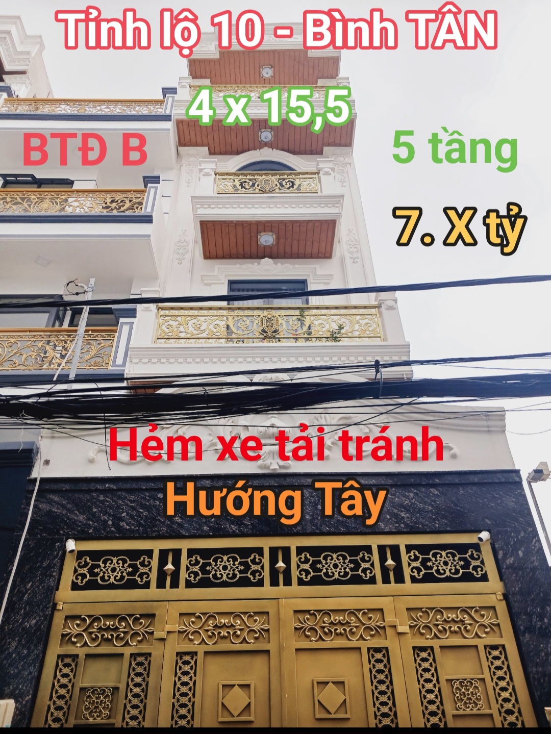 Hẻm ô tô 8m - Tỉnh Lộ 10 - Bình Tân - 5 TẦNG - 4M x 16M - nhỉnh 7 tỷ