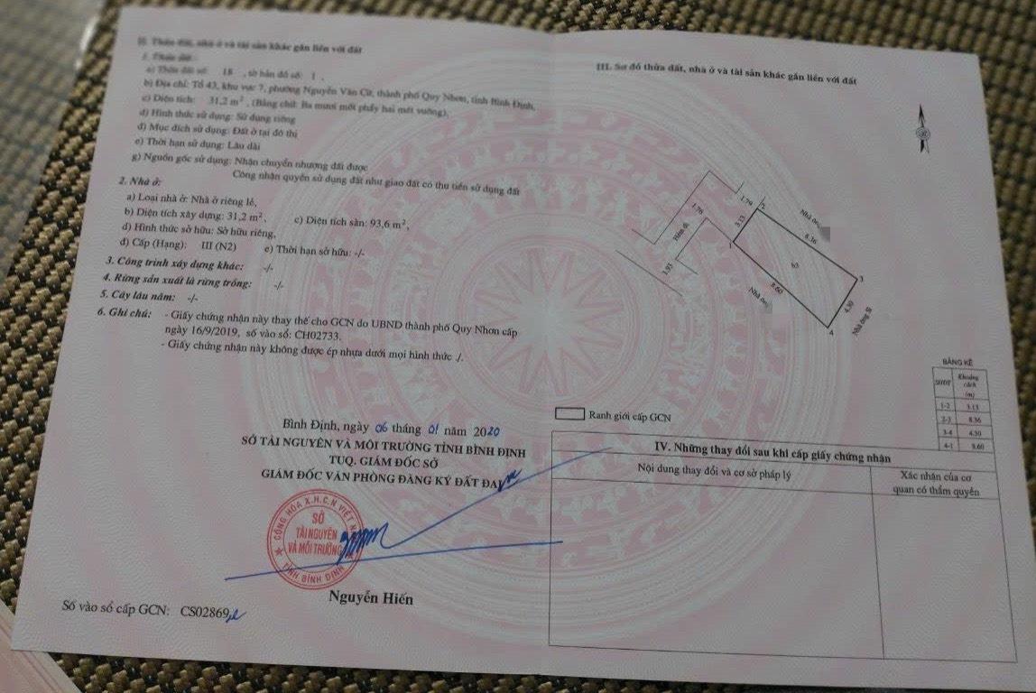 CHÍNH CHỦ CẦN BÁN GẤP CĂN NHÀ 3 TẦNG Tại phường Nguyễn Văn Cừ, TP Quy Nhơn, tỉnh Bình Định