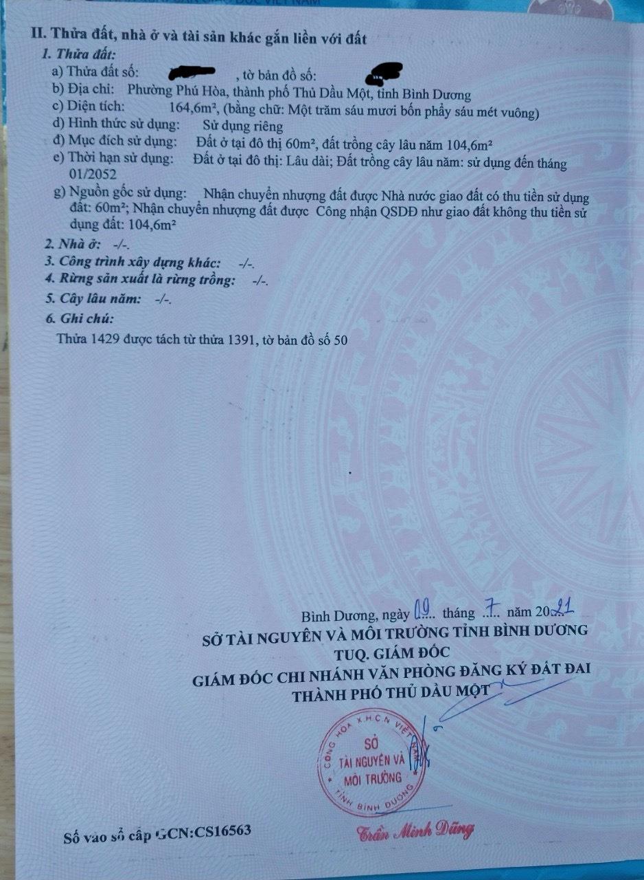 ĐẤT ĐẸP – GIÁ TỐT – CHÍNH CHỦ BÁN LÔ ĐẤT Phường Phú Hòa, TP THủ Dầu Một, Bình Dương