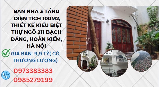 Chính chủ bán nhà 3 tầng thiết kế kiểu Biệt Thự ngõ 211 Bạch Đằng, Hoàn Kiếm, Hà Nội