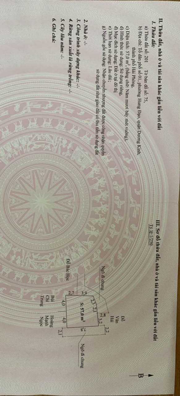 !! Cần bán mảnh đất 2 mặt ngõ ở hưng đạo dương kinh hải phòng.